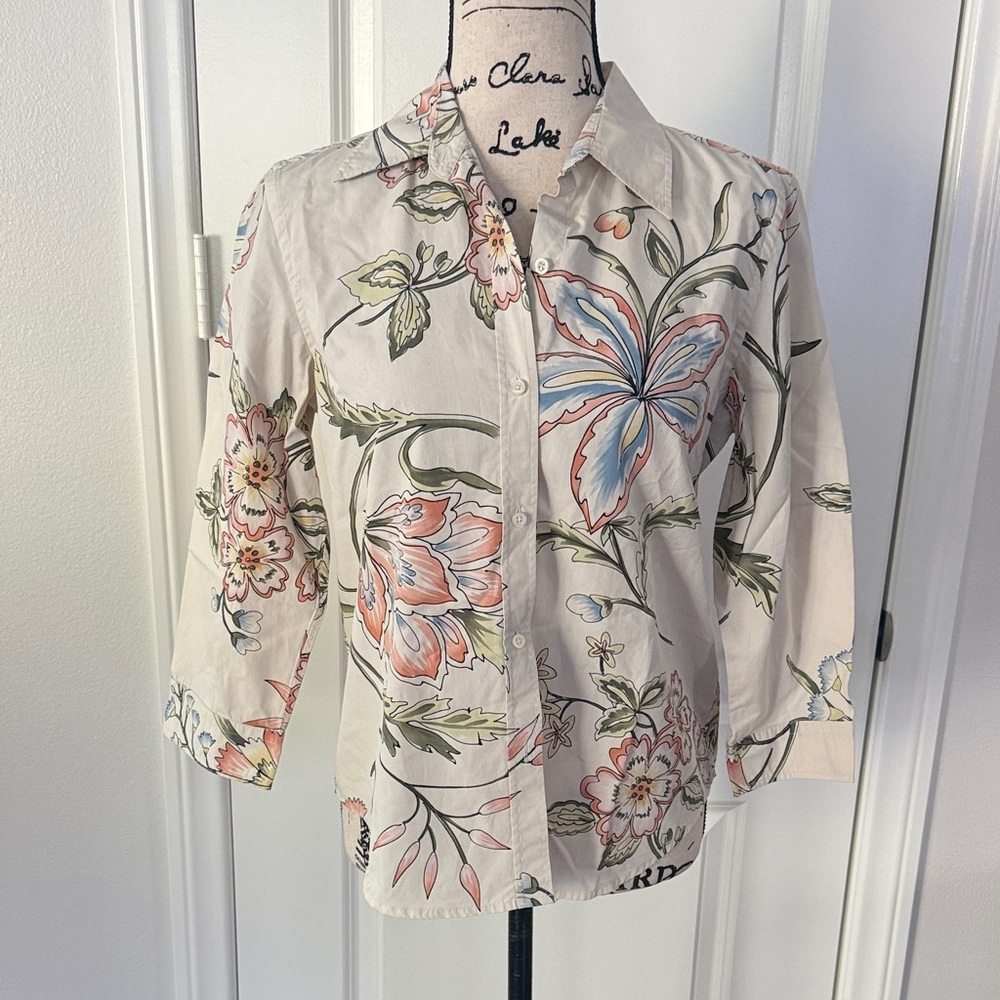 Ralph Lauren Cream Floral Button Down Shirt